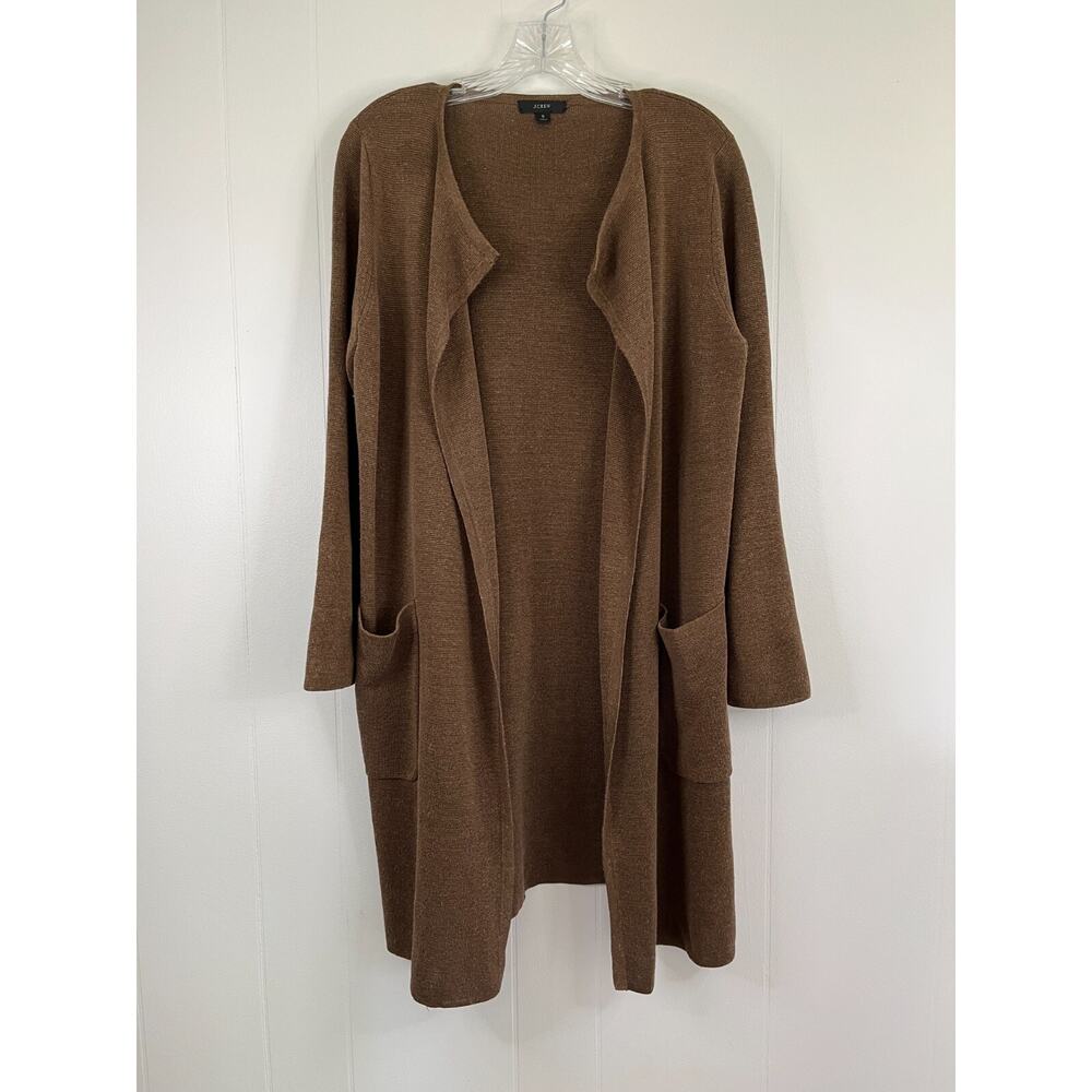 J. Crew Juliette Colarless Sweater Blazer Small Brown‎ Linen Blend Minimalist